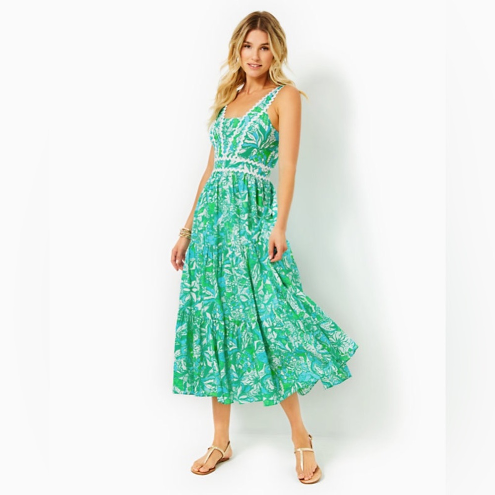 Lilly Pulitzer Pollie Dress Size 0 in Botanical Green